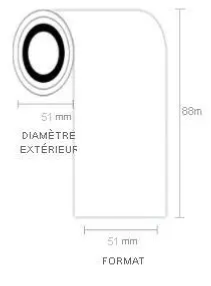 ETIQUETTE NON ADHESIVES EN LINEAIRE 51MM X 88M mandrin 40mm